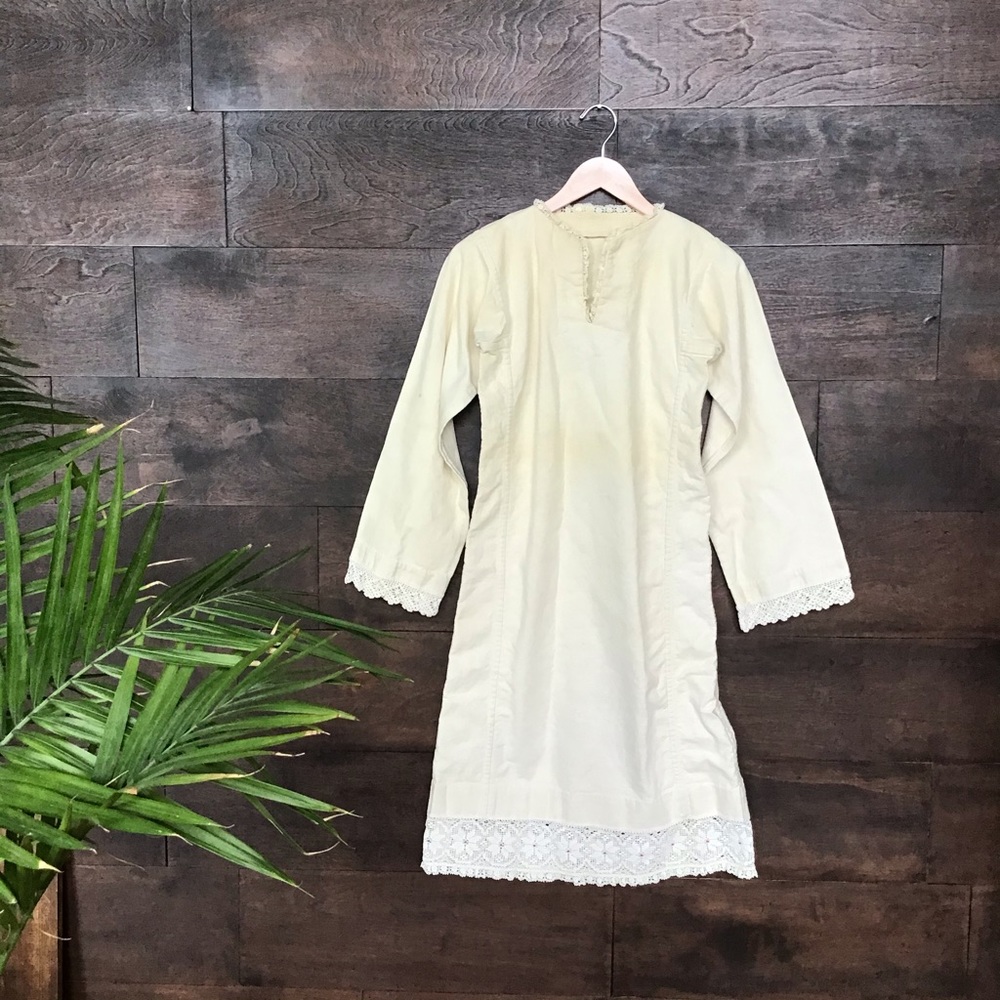 Vintage Cotton Canvas Peasant Dress